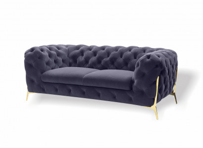 Chesterfield Samt Designer Sofa 2 Sitzer Couch Textil Samt Garnitur Gold Beine